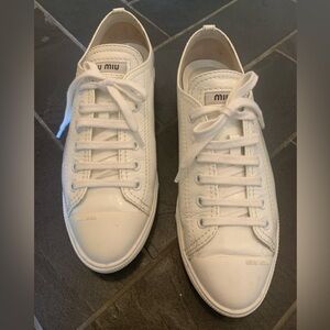 Miu Miu Patent Leather White Sneakers